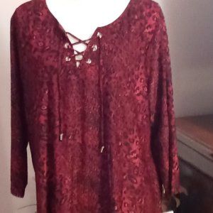 NOTATIONS...WOMENS 3/4 Quarter Sleeve Leopard Top